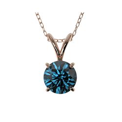 .75 ctw Certified Intense Blue Diamond Necklace 10K Rose Gold