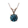 Image 1 : .75 ctw Certified Intense Blue Diamond Necklace 10K Rose Gold
