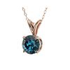Image 2 : .75 ctw Certified Intense Blue Diamond Necklace 10K Rose Gold
