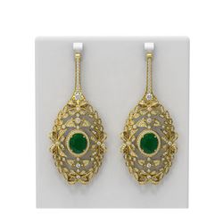 18.58 ctw Emerald & Diamond Earrings 18K Yellow Gold