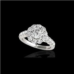 2.35 ctw Certified Diamond Solitaire Halo Ring 10K White Gold