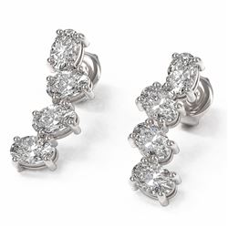 4 ctw Oval Diamond Designer Earrings 18K White Gold