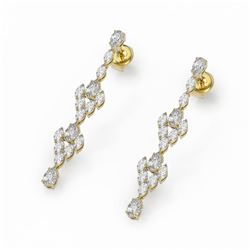 5.28 ctw Pear and Marquise Diamond Earrings 18K Yellow Gold