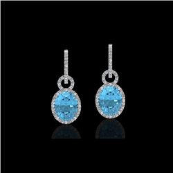 8 ctw Sky Blue Topaz & Micro Halo VS/SI Diamond Earrings 14K White Gold