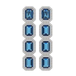 18.99 ctw London Topaz & Diamond Micro Pave Halo Earrings 10K White Gold