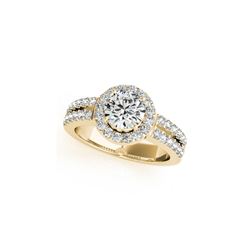 1.5 ctw Certified VS/SI Diamond Halo Ring 18K Yellow Gold