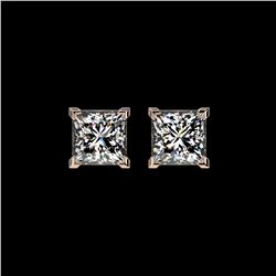 2 ctw Certified VS/SI Quality Princess Diamond Stud Earrings 10K Rose Gold