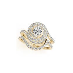 1.67 ctw Certified VS/SI Diamond 2pc Wedding Set Halo 14K Yellow Gold