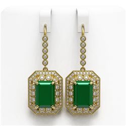 23.79 ctw Certified Emerald & Diamond Victorian Earrings 14K Yellow Gold