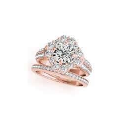 2.38 ctw Certified VS/SI Diamond 2pc Wedding Set Halo 14K Rose Gold