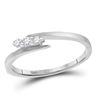 Image 1 : 10kt White Gold Round Diamond 3-stone Promise Bridal Engagement Ring 1/10 Cttw