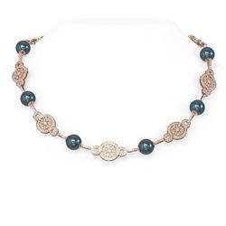 7 ctw Diamond and Pearl Necklace 18K Rose Gold