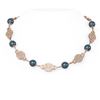 Image 1 : 7 ctw Diamond and Pearl Necklace 18K Rose Gold