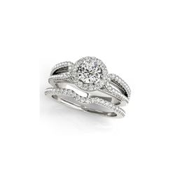 1.36 ctw Certified VS/SI Diamond 2pc Wedding Set Halo 14K White Gold