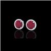Image 1 : 4 ctw Ruby & Halo VS/SI Diamond Certified Micro Earrings 18K White Gold