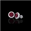 Image 2 : 4 ctw Ruby & Halo VS/SI Diamond Certified Micro Earrings 18K White Gold