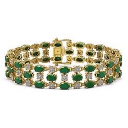 17.74 ctw Emerald & Diamond Row Bracelet 10K Yellow Gold