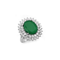 10.83 ctw Emerald & Diamond Ring 18K White Gold