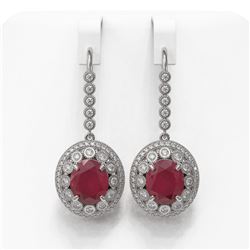 17.22 ctw Certified Ruby & Diamond Victorian Earrings 14K White Gold