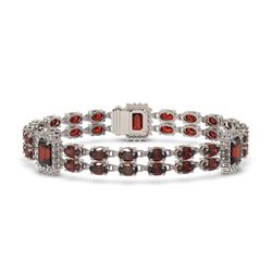 15.75 ctw Garnet & Diamond Bracelet 14K White Gold