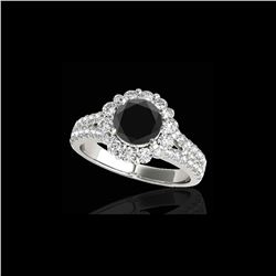 2.51 ctw Certified VS Black Diamond Solitaire Halo Ring 10K White Gold