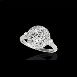 1.5 ctw Certified Diamond Solitaire Halo Ring 10K White Gold