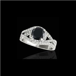 1.5 ctw Certified VS Black Diamond Solitaire Halo Ring 10K White Gold