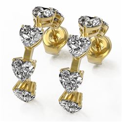 3.5 ctw Heart Diamond Designer Earrings 18K Yellow Gold