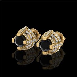 2.75 ctw Fancy Black Diamond Micro Pave Stud Earrings 18K Yellow Gold