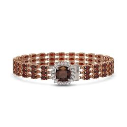 25.08 ctw Garnet & Diamond Bracelet 14K Rose Gold