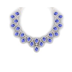 86 ctw Tanzanite & VS Diamond Necklace 18K Rose Gold