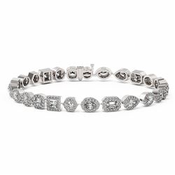9.27 ctw Mix Cut Diamonds Designer Bracelet 18K White Gold