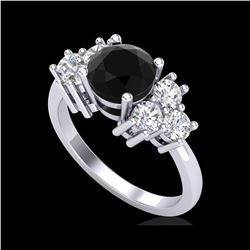 1.51 ctw Fancy Black Diamond Engagement Art Deco Ring 18K White Gold