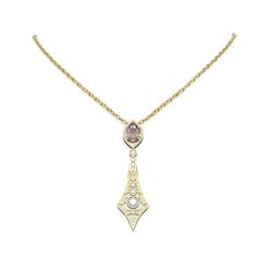 4.45 ctw Morganite & Diamond Necklace 18K Yellow Gold