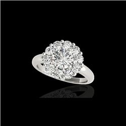 2.85 ctw Certified Diamond Solitaire Halo Ring 10K White Gold