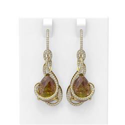 20.51 ctw Canary Citrine & Diamond Earrings 18K Yellow Gold