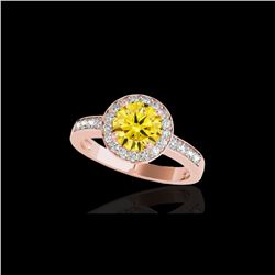 1.4 ctw Certified SI/I Fancy Intense Yellow Diamond Ring 10K Rose Gold