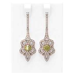2.74 ctw Fancy Yellow Diamond Earrings 18K Rose Gold