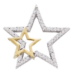10kt Two-tone Gold Round Diamond Star Pendant 1/6 Cttw