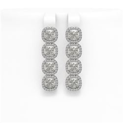6.01 ctw Cushion Cut Diamond Micro Pave Earrings 18K White Gold