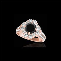 2.16 ctw Certified VS Black Diamond Solitaire Halo Ring 10K Rose Gold
