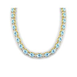 49.85 ctw Aquamarine & VS/SI Diamond Eternity Necklace 10K Yellow Gold