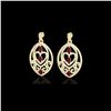 Image 1 : 7 ctw Ruby & Micro Pave VS/SI Diamond Heart Earrings 18K Yellow Gold