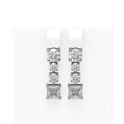 4.5 ctw Princess Diamond Earrings 18K White Gold
