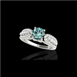 2 ctw SI Certified Fancy Blue Diamond Solitaire Ring 10K White Gold