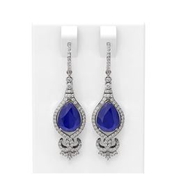 8.63 ctw Sapphire & Diamond Earrings 18K White Gold