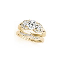 1.8 ctw Certified VS/SI Diamond 3 Stone 2pc Wedding Set 14K Yellow Gold