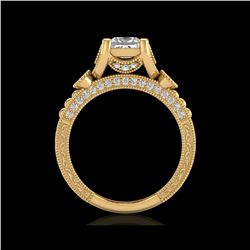 1.75 ctw Princess VS/SI Diamond Art Deco Ring 18K Yellow Gold