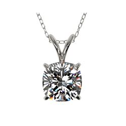 1 ctw Certified VS/SI Quality Cushion Cut Diamond Necklace 10K White Gold