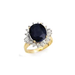 8.99 ctw Blue Sapphire & Diamond Ring 14K Yellow Gold